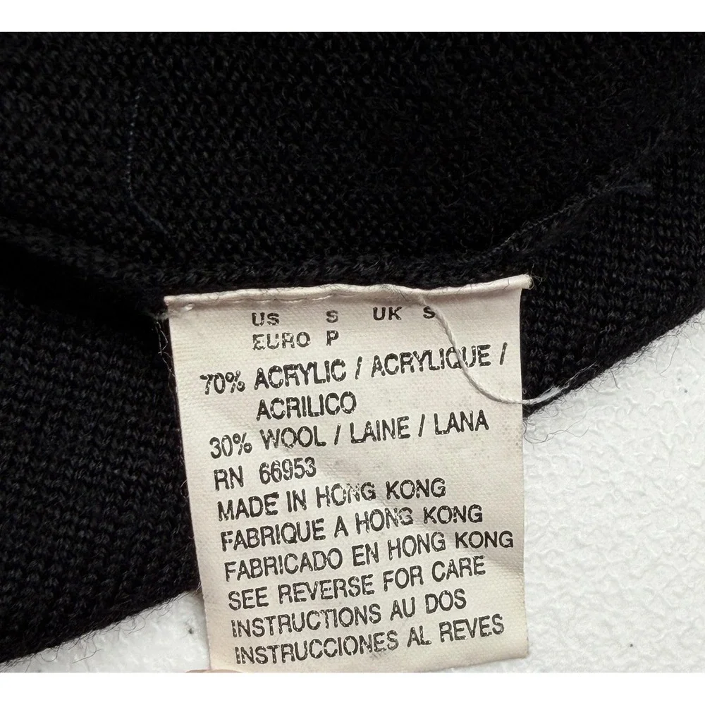 Vintage Outlander Sweater Womens Small Black Cardigan Wool Blend V-Neck Longline